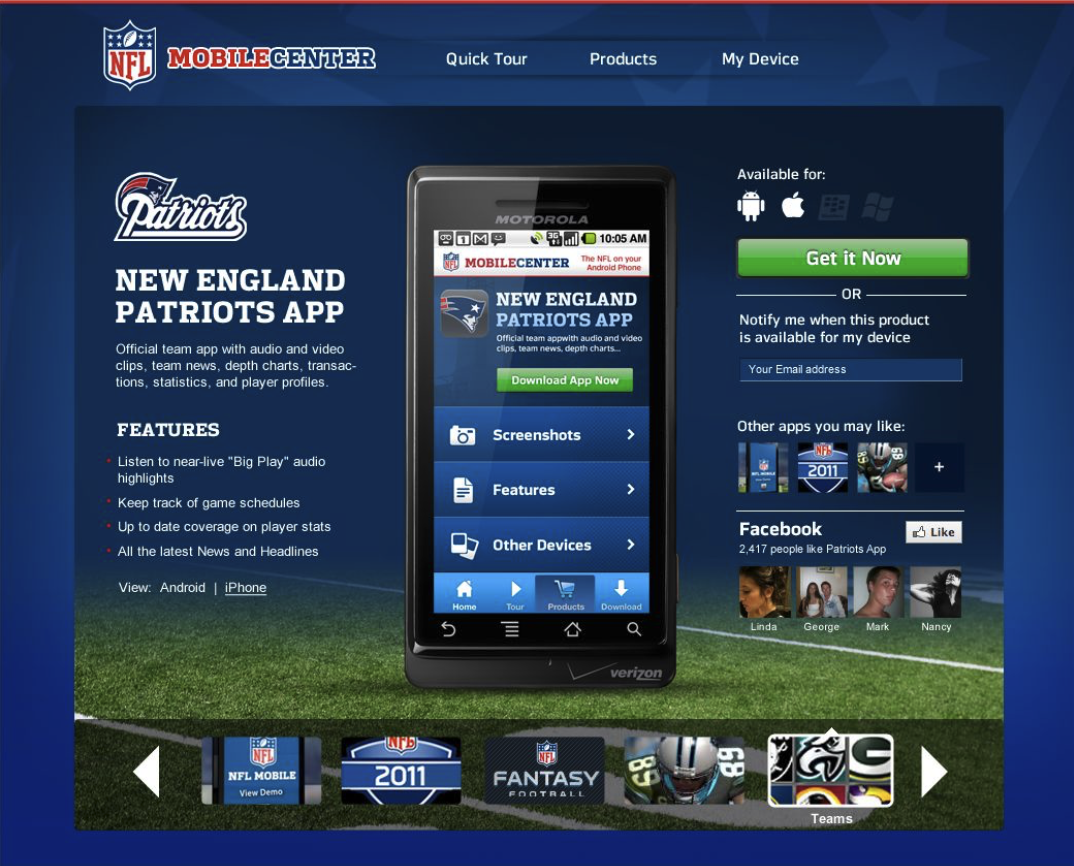 NFL — Bring fans closer to the action